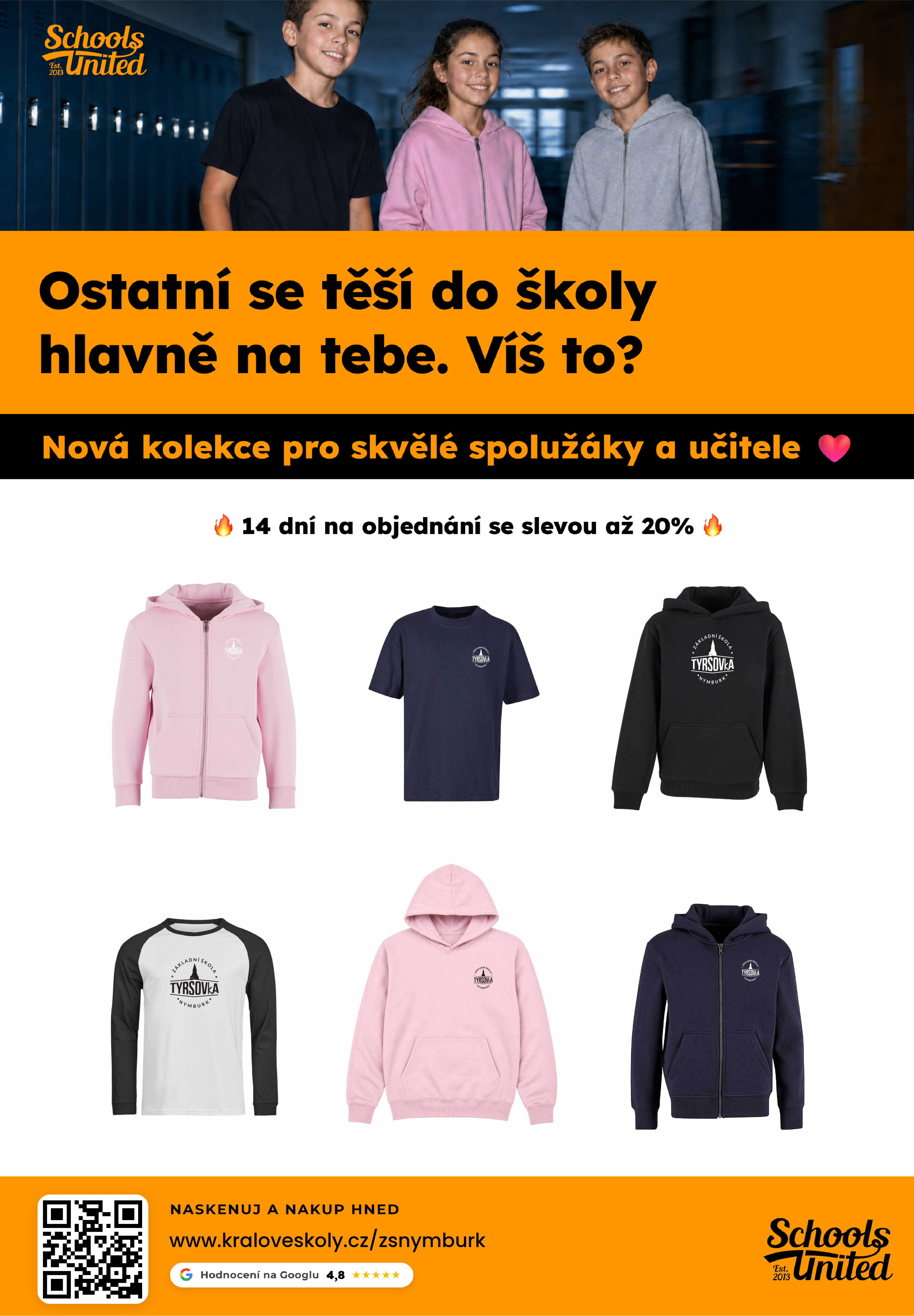 Možnost objednání oblečení s logem školy